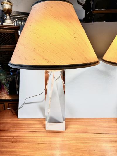 Pair French Faceted Acrylic Lamps