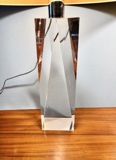 Pair French Faceted Acrylic Lamps