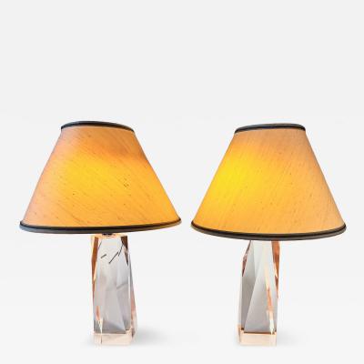 Pair French Faceted Acrylic Lamps