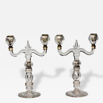 Pair French Glass Candelabra