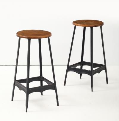 Pair French Industrial Bar Stools