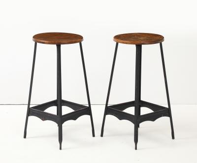Pair French Industrial Bar Stools