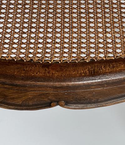 Pair French Louis XV Style Open Armchairs with Caned Seats and Backs