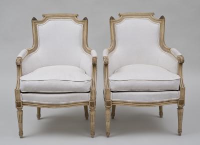 Pair French Louis XVI Style Bergeres