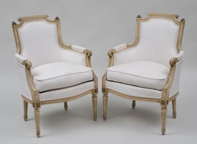 Pair French Louis XVI Style Bergeres