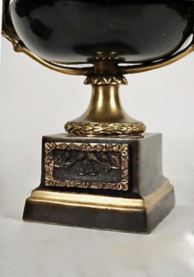 Pair French Marble and Bronze Covered Urns or Gernitures
