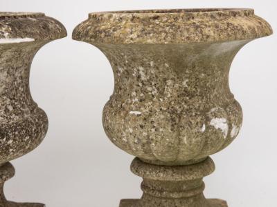 Pair French Stone Neoclassical Urns 20th century