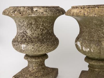 Pair French Stone Neoclassical Urns 20th century