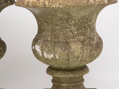 Pair French Stone Neoclassical Urns 20th century