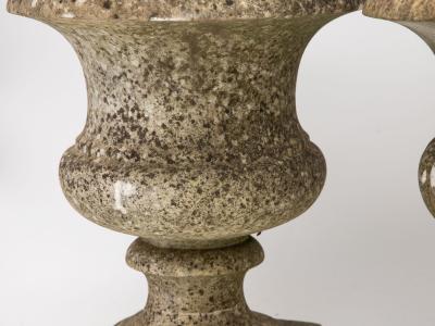 Pair French Stone Neoclassical Urns 20th century