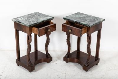 Pair French Swan Neck Bedside Tables
