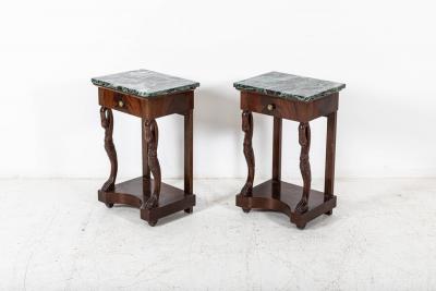 Pair French Swan Neck Bedside Tables