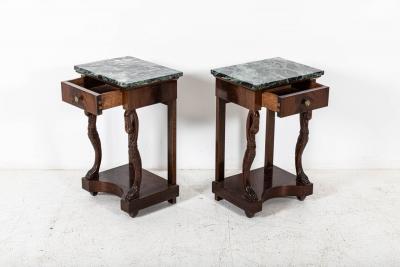 Pair French Swan Neck Bedside Tables