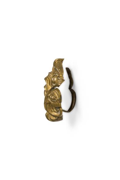 Pair French Victorian Brass Acanthus Tiebacks
