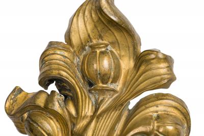 Pair French Victorian Brass Acanthus Tiebacks
