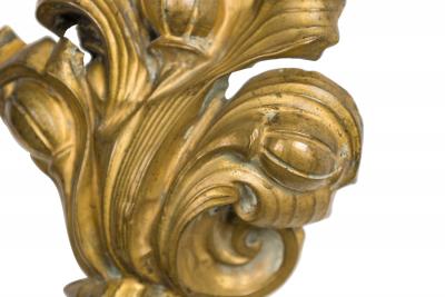 Pair French Victorian Brass Acanthus Tiebacks