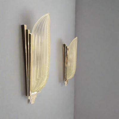 Pair Genet et Michon Style Art Deco Wall Sconces France 
