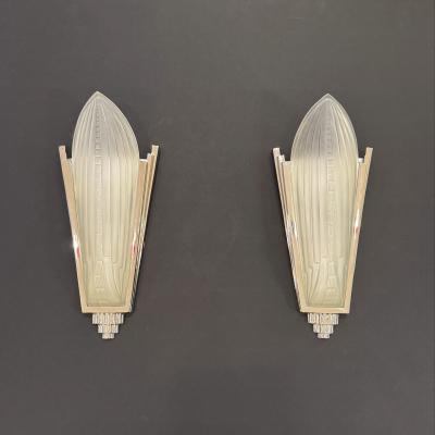 Pair Genet et Michon Style Art Deco Wall Sconces France 