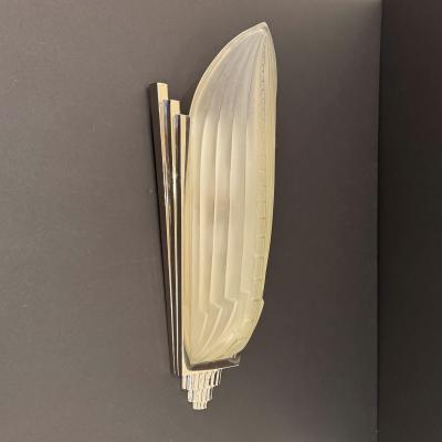 Pair Genet et Michon Style Art Deco Wall Sconces France 