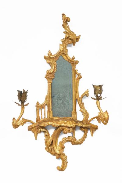 Pair George II Rococo Mirrored Wall Sconces