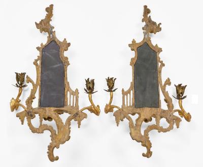Pair George II Rococo Mirrored Wall Sconces