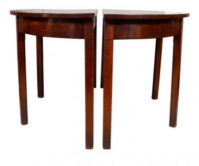Pair George III Mahogany Demilune Console Tables