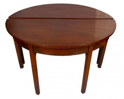 Pair George III Mahogany Demilune Console Tables