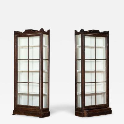 Pair Georgian English Glazed Pine Gun Cupboards