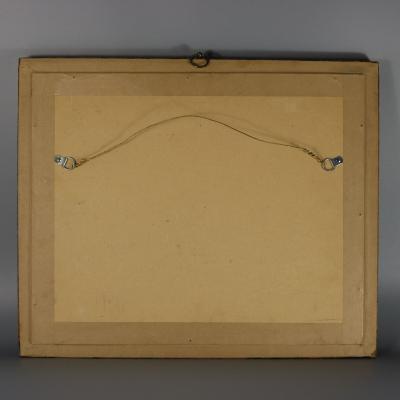 Pair Georgian Woolwork Embroidered Pictures of Girls with Pets