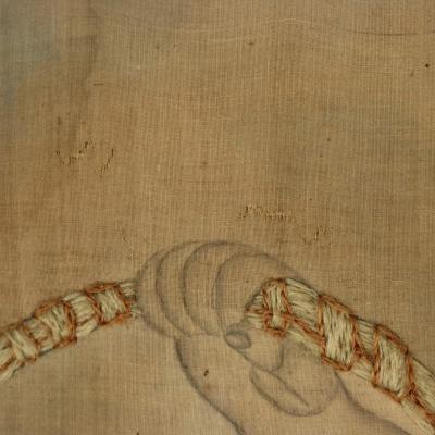 Pair Georgian Woolwork Embroidered Pictures of Girls with Pets