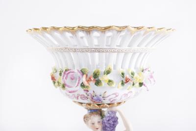 Pair Gilt Gold Glazed Porcelain Decorative Pieces