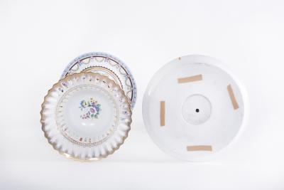 Pair Gilt Gold Glazed Porcelain Decorative Pieces