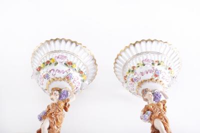 Pair Gilt Gold Glazed Porcelain Decorative Pieces