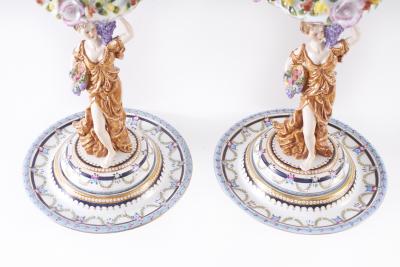 Pair Gilt Gold Glazed Porcelain Decorative Pieces