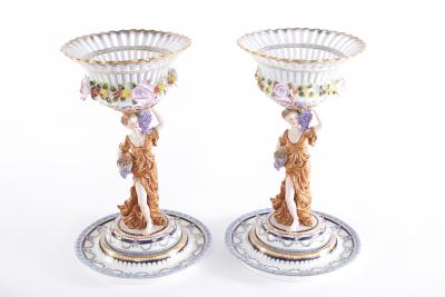 Pair Gilt Gold Glazed Porcelain Decorative Pieces