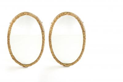 Pair Gilt Wood Framed Beveled Wall Mirror