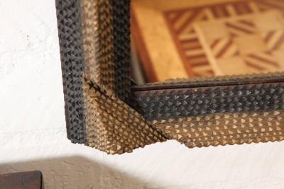 Pair Gold and Black Tramp Art Mirrors