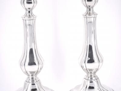 Pair Gorham Silverplate Candlesticks in the English Regency Style