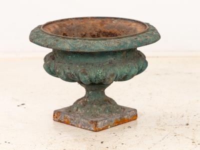 Pair Green Cast iron Urns France Early 20th C 