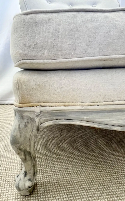 Pair Gustavian Style Slipper Chairs Swedish Style Paint Decorated Chairs