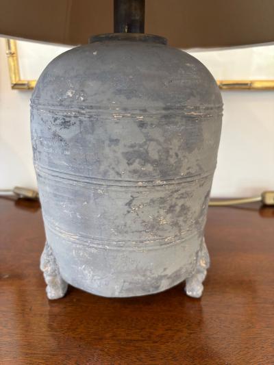 Pair Han Dynasty Period Unglazed Grain Jars Mounted as Table Lamps