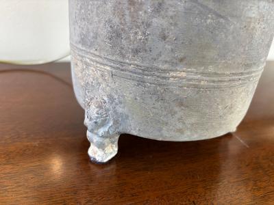 Pair Han Dynasty Period Unglazed Grain Jars Mounted as Table Lamps