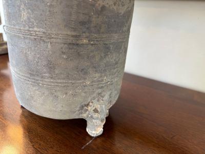 Pair Han Dynasty Period Unglazed Grain Jars Mounted as Table Lamps