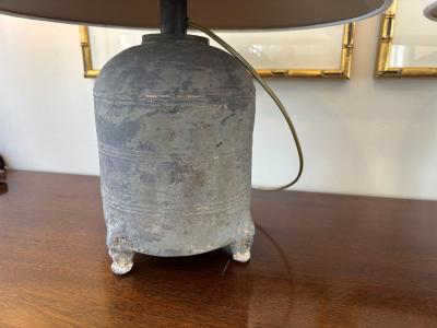 Pair Han Dynasty Period Unglazed Grain Jars Mounted as Table Lamps