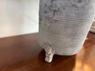Pair Han Dynasty Period Unglazed Grain Jars Mounted as Table Lamps
