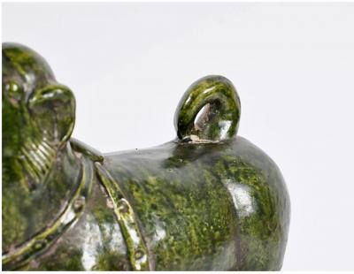 Pair Han Style Green Glazed Dogs