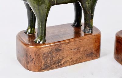 Pair Han Style Green Glazed Dogs