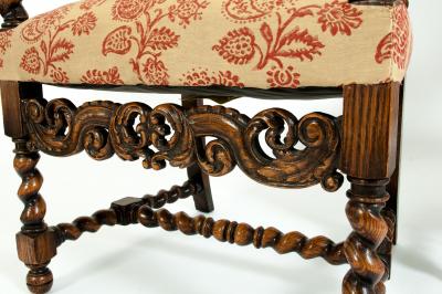 Pair Hand Carved Walnut Cane Back Armchairs Corner Chairs