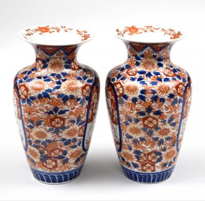Pair Imari Open Vases Circa 1890