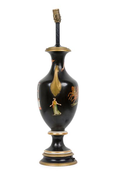 Pair Important English Victorian Ceramic Urns adapted as Lamps by Samuel Alcott